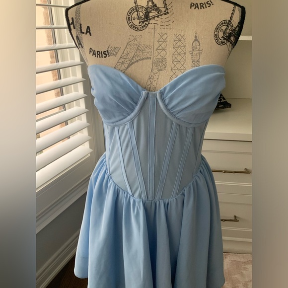 BARDOT Hart Corset Mini Dress Strapless Artic Blue Women’s Size 8 BRAND NEW - Picture 9 of 16